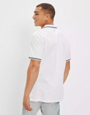 Polos American Eagle AE Super Soft Legend Pique Blanche Homme | HBZ-01784765